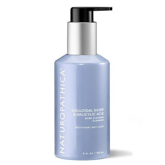 Naturopathica Colloidal Silver and Salicylic Acid Acne Clearing Cleanser, Reduce Blemishes and Acne Scars, Clarifying Face Wash for Men and Women, 5 fl oz
