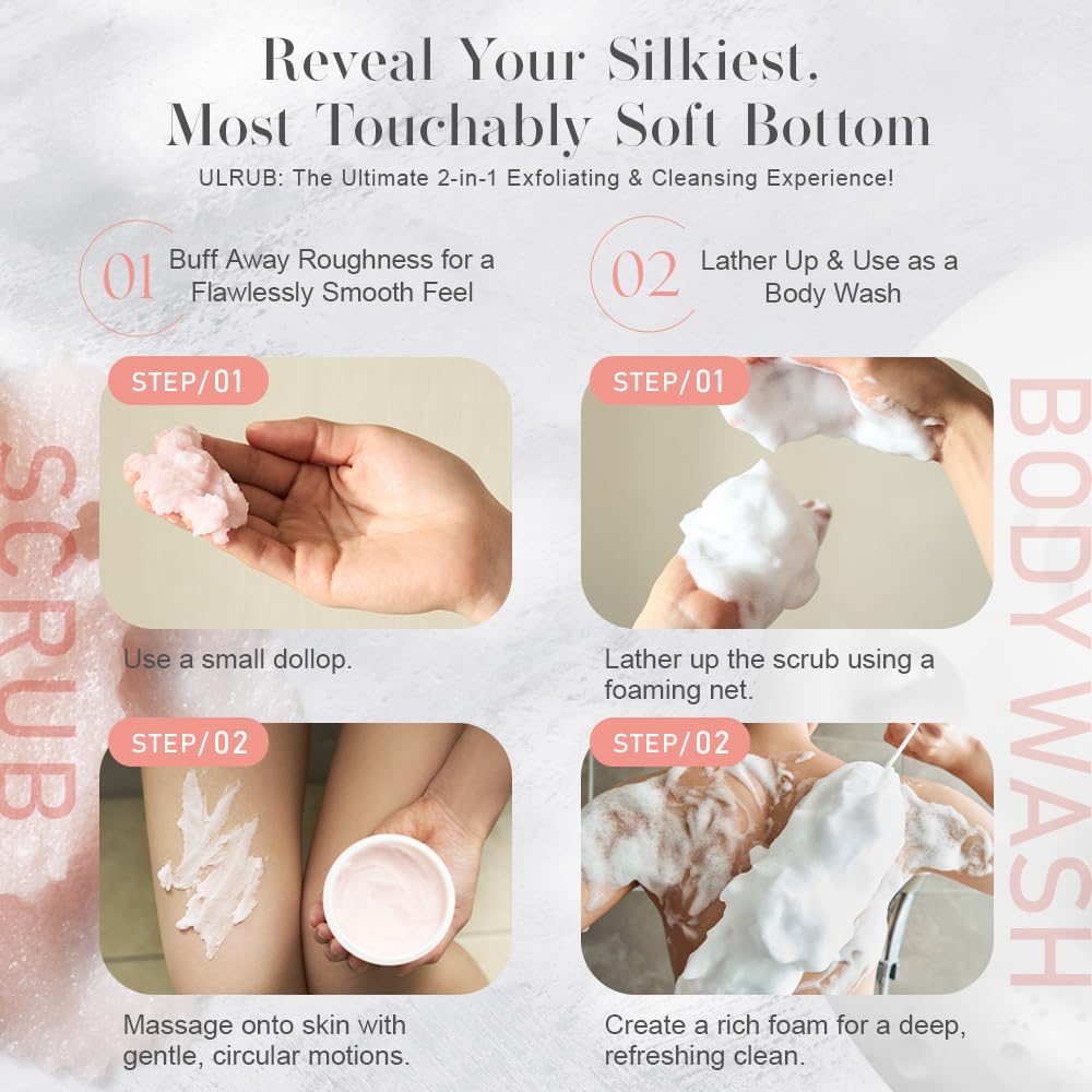 ULRUB Body Scrub 460g Perfumed Scrub Dark Spots Intimate Areas Knees Arms Dead Skin Cells Elbows Heels CICA Extract Placenta Vitamin C Body Smoother Gift CHURACOS Japan For Women ULRUB ulrub