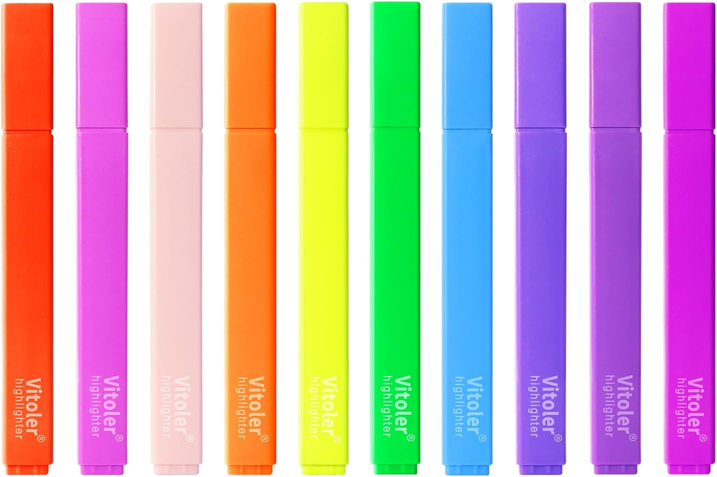 Vitoler Highlighters,10 Pack Assorted Colors Highlighters with Soft Chisel Tip,Bible Highlighter No Bleed,Book Markers for Women