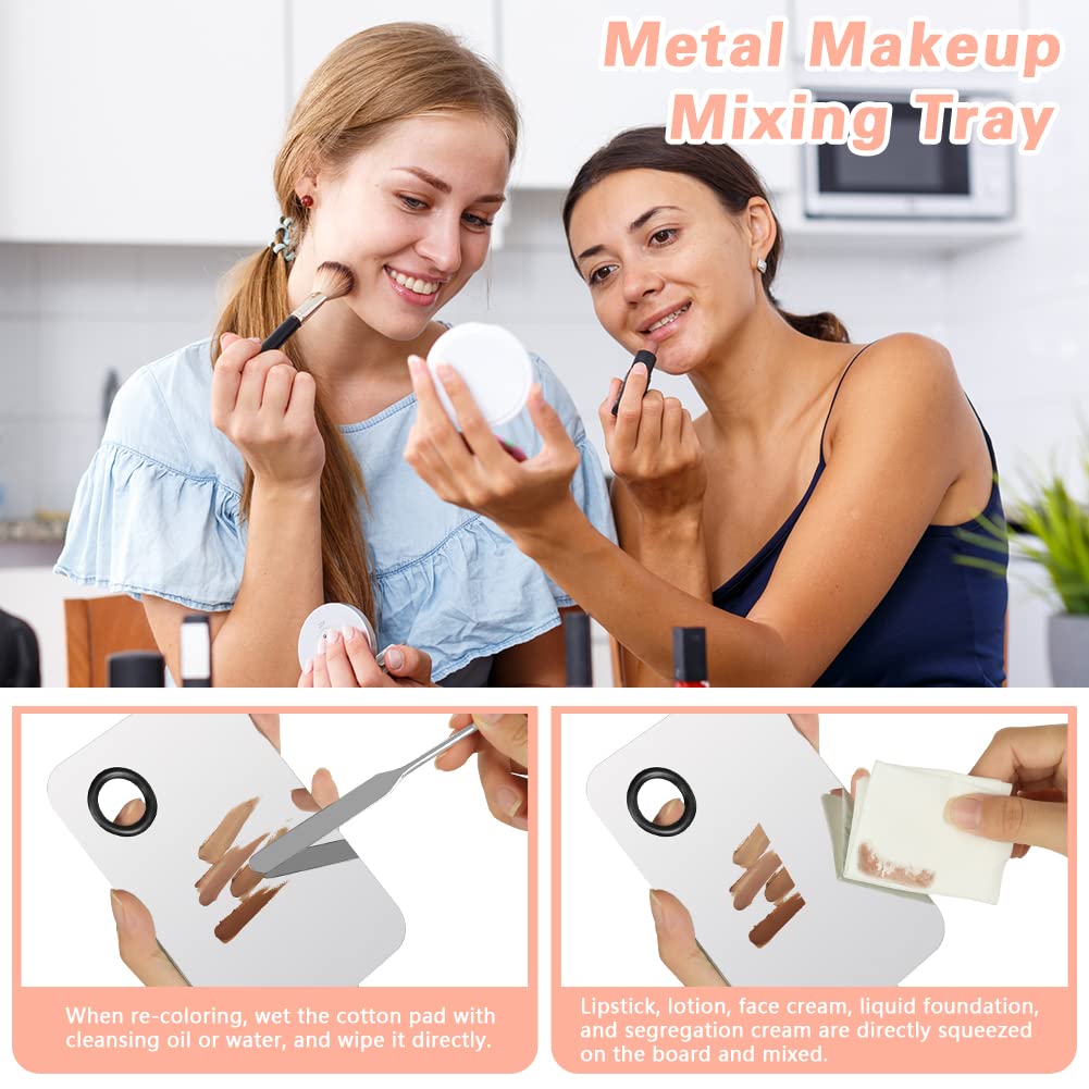 6PCS Makeup Mixing Palette, Stainless Steel Cosmetic Makeup Palette With Spatula Makeup Artist Tool, Professional Cosmetic Mixing Makeup Palette For Mixing Eye Shadow/Eyelash/Nail Art/Foundation