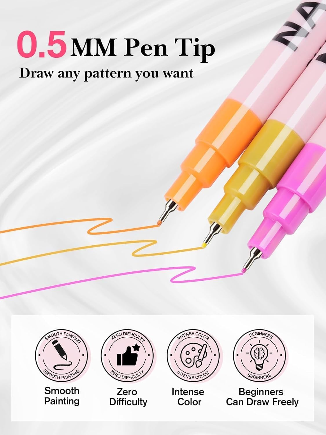 EBANKU 12 Color Nail Polish Pens Set 3D 0.5MM Nail Art Pen Quick-Drying Acrylic Paint Nail Art Point Dotting Liner Nail Pen for Beginner and professional Nail Art DIY Home & Salon