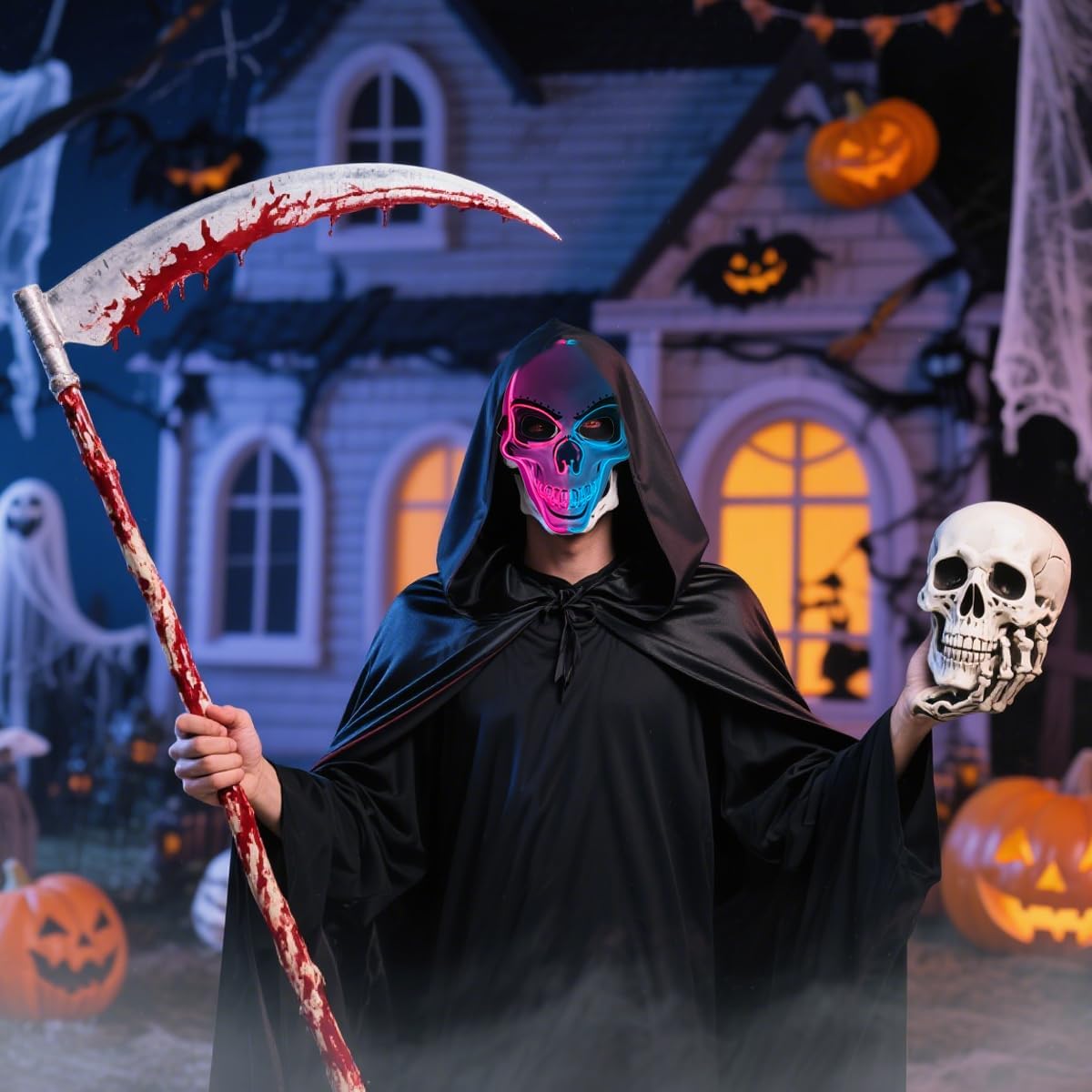 OceanWings Halloween Mask LED Light up Costumes Scary Mask for Party Supplies Favor