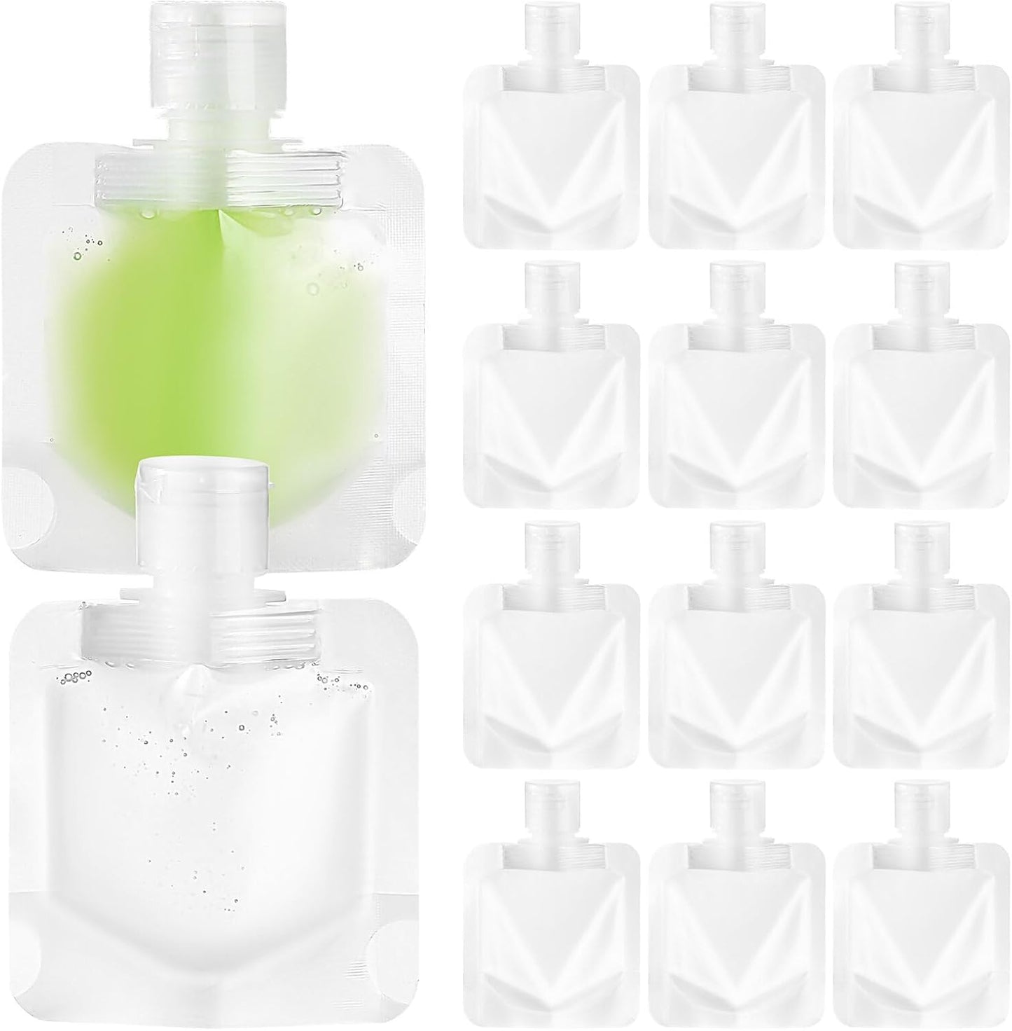 Beaupretty 15pcs Travel Pouches for Toiletries, 30ml Refillable Empty Travel Size Containers, Small Squeeze Pouches Travel Bags for Shampoo Conditioner Lotion Soap