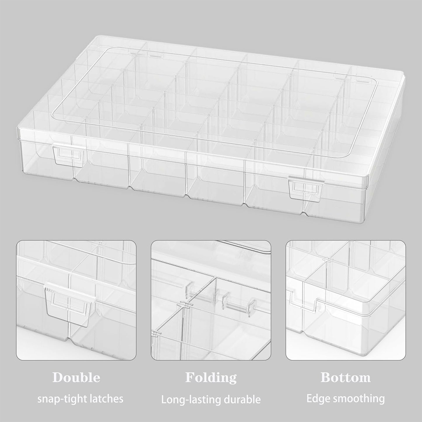 4 Pack Plastic Organizer Container Box, 36 Grids Clear Plastic Parts Organizer Box, for Beads, Art DIY, Crafts, Jewelry, Fishing Tackle with Label Stickers