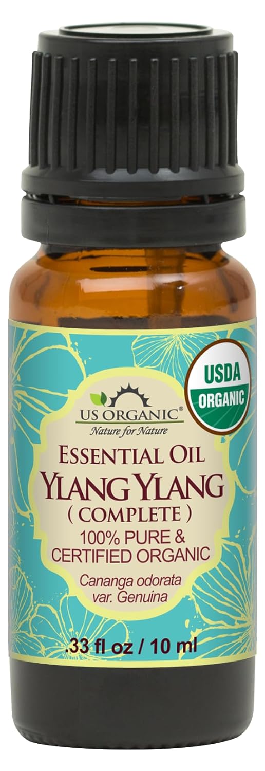 US Organic Ylang Ylang Essential Oil – 100% Pure Complete Grade, USDA Certified, Steam Distilled from Cananga Odorata – Floral Scent for Diffuser, Perfumery, Skincare – Sourced from Madagascar, 10ml