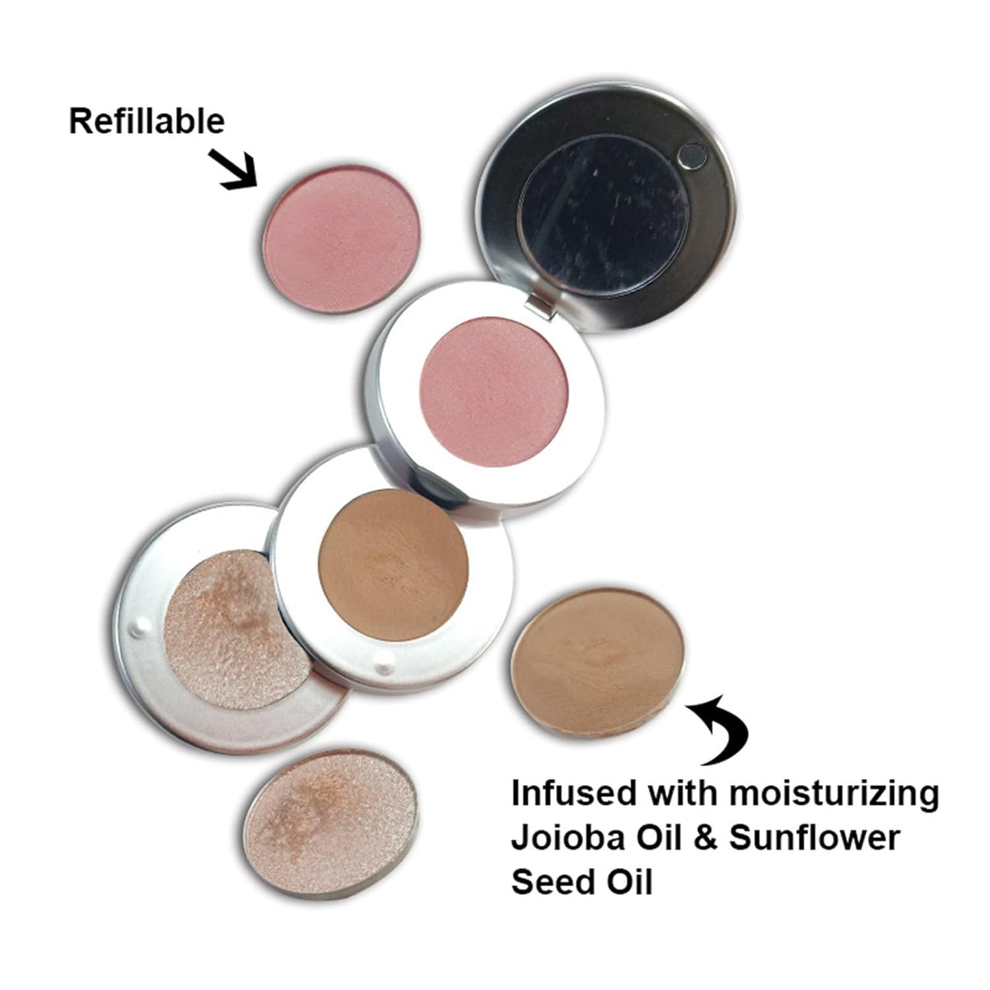 Blush Contour and Highlighter Palette, 3 in 1 Face Contouring, Pink Blusher for Cheeks and Natural Glitter Highlighter Powder Makeup Palet with Brush and small Mirror, Compact Stackable