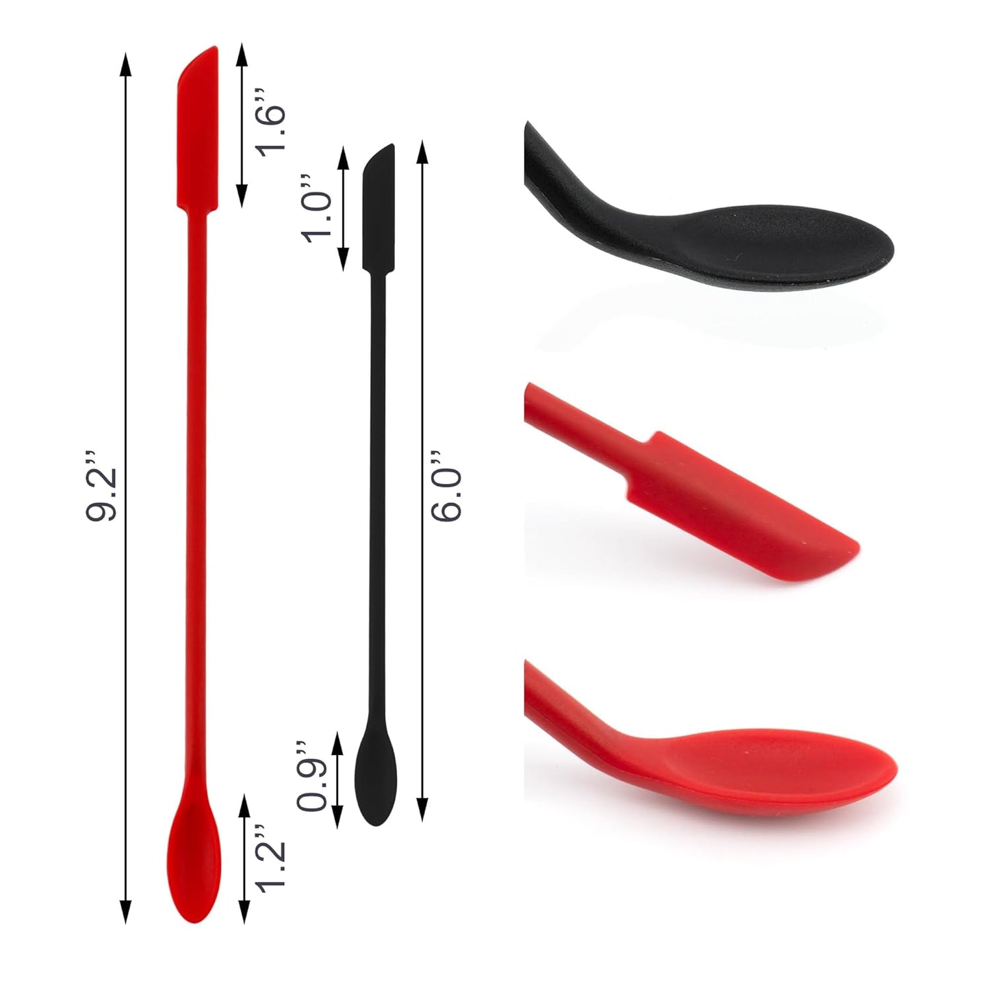 2 PCS Mini Makeup Spatulas, Flexible Silicone Beauty Spatula Reusable Thin Jar Scrapers for Cosmetic Bottles, Get Last of Makeup Out (Black and Red)