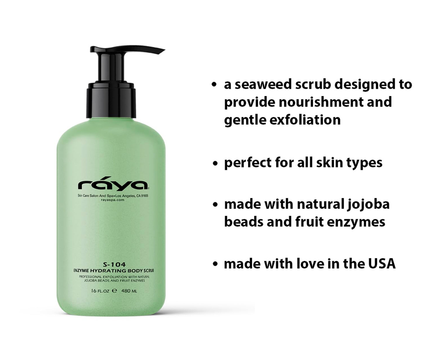 RAYA Enzyme Hydrating Body Scrub 16 oz Cucumber Scent (S-104) | Gentle and Exfoliating Body Scrub | Made with Seaweed, Jojoba Beads, and Fruit Enzymes