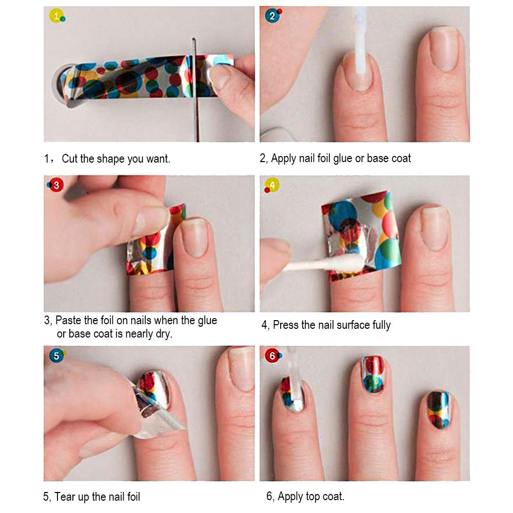 WOKOTO 10 Rolls Nail Art Foil Transfer Stickers Tips Flower Design Nail Wraps Decals Set Starry Sky Manicure Accessories (1.57inches×39.4inches)