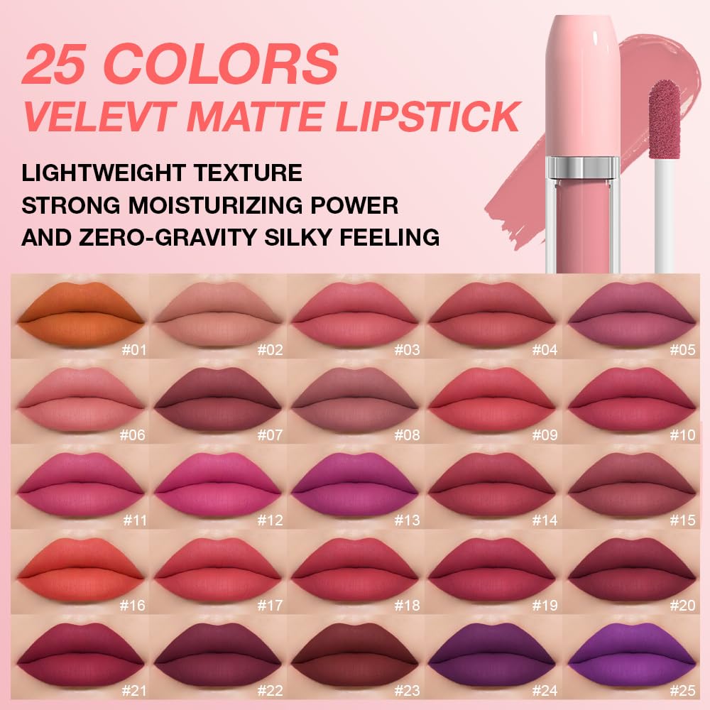 BINGBRUSH Super Matte Longwear No-Budge Stay On Smudge Proof Liquid Lipstick Long Lasting Makeup for Women,Highly Pigmented Color and Instant Shine, Cheeky