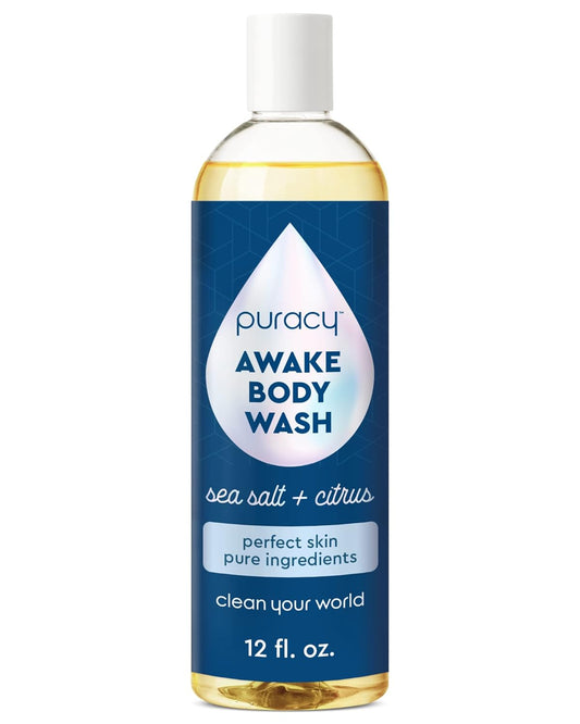 Puracy Body Wash, Natural Body Wash, 98.6% Pure Plant Ingredients, Moisturizing Shower Gel for Women Men Kids, Body Soap for Dry Sensitive Skin. Gently Scented with Citrus & Sea Salt, 12 Oz