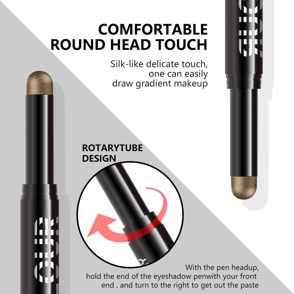 Dark Kakhi Green Shimmer Cream Eye Shadow Stick Makeup for Women, Dark Kakhi Green Shimmer Matte Eye Shadow Brightener Stick for Eyes, Waterproof Eyeshadow Pencil Applicator Blendable for Eye 09