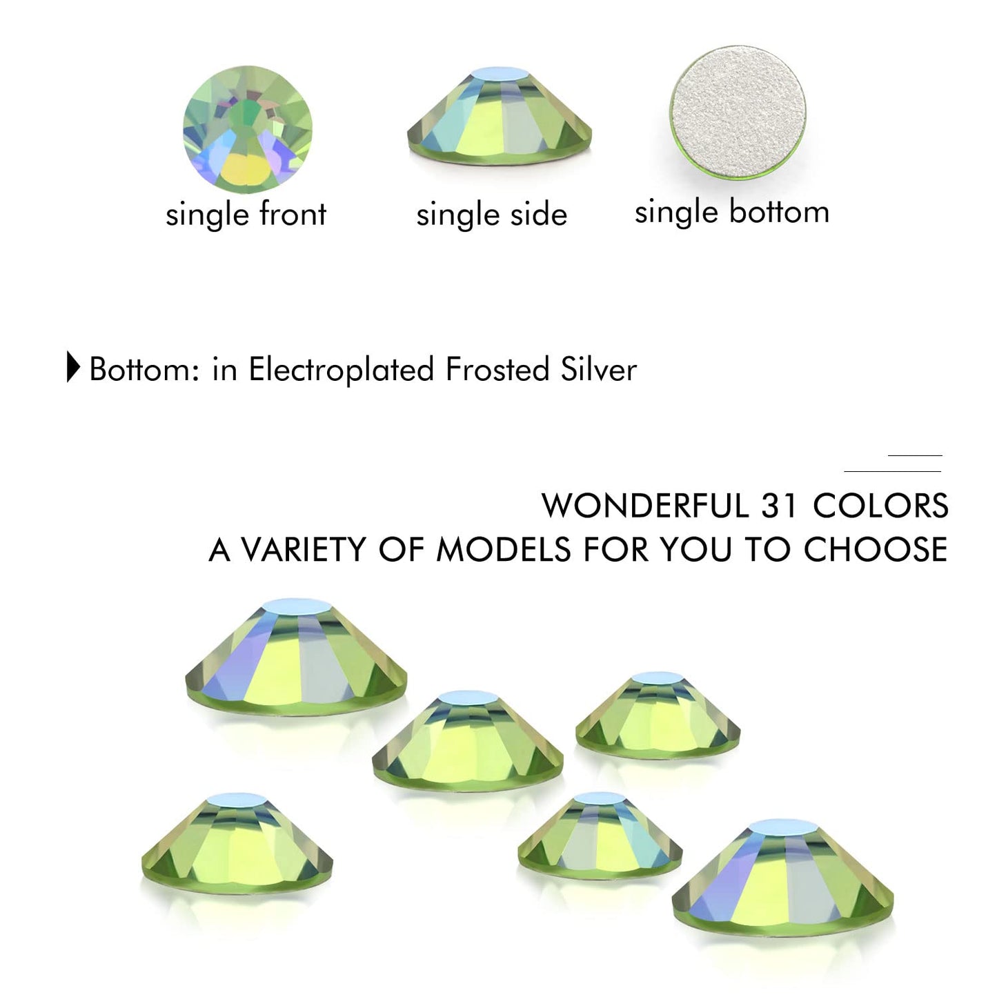 1440Pcs Light-green Ab Crystal Rhinestones,Glass Flatback Rhinestones Gemstones for Nail Face Makeup Art Crafts Clothes Decoration-(SS16,4.0mm,Light-green Ab)