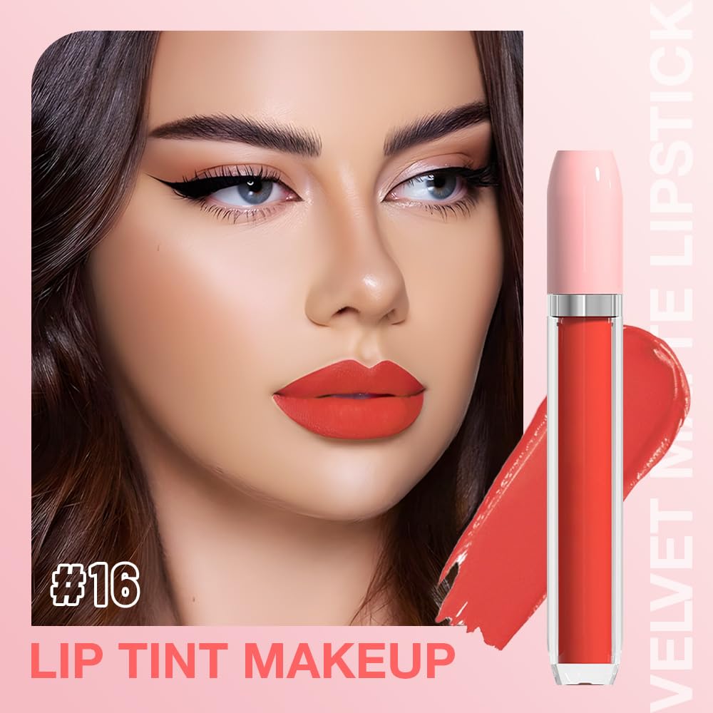 BINGBRUSH Super Matte Longwear No-Budge Stay On Smudge Proof Liquid Lipstick Long Lasting Makeup for Women,Highly Pigmented Color and Instant Shine, Cheeky