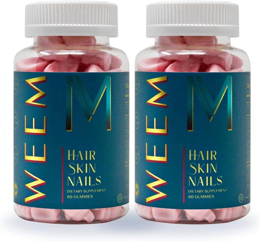 WEEM Hair Skin and Nails Gummies - Supports Healthy Hair - Vegan biotin Vitamins for Women & Men Supports Faster Hair Growth, Stronger Nails, Healthy Skin, Extra Strength (2)
