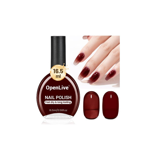 16.5ml Jelly Burgundy Nail Polish Large Volume Quick Dry Nail Polish, Long Lasting Shine, Fingernail Toenail Nail Art DIY Home Travel Nail Art Gift
