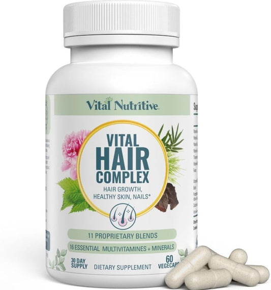 Vital Hair Complex – Biotin & Vitamin B Hair Vitamins for Women & Men – Supports Healthy Hair, Skin & Nails – Hormone-Free, Gluten-Free – Hair Supplement for Women & Men