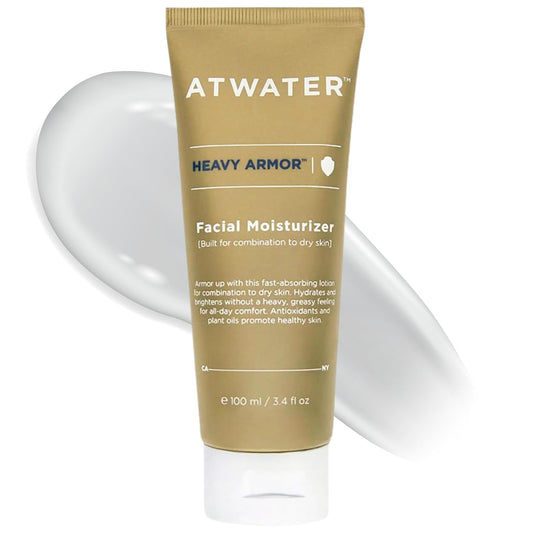 ATWATER Heavy Armor Men's Facial Moisturizer, Intensive Hydrating & Anti-Aging Formula with Niacinamide and Shea Butter for Dry Skin - 3.4 oz