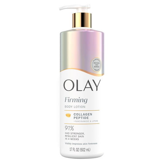 Olay Body Lotion for Women, Firming with Collagen Peptides Serum, Visibly Firmer Skin, 24hr Moisture & Hydration, Fast Absorbing Formula, Vitamin B3 Complex, For All Skin Types, 17 fl oz