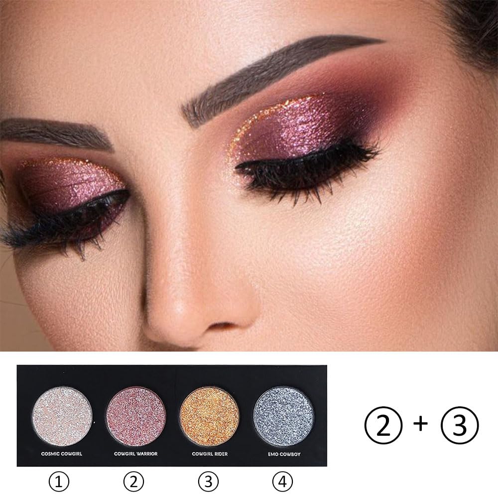 4 Colors Highlight Silver Gold Eyeshadow Palette, SHANY Cosmetics Shimmer Eyeshadow Palette, Cruelty-Free and Vegan Formula, Glitter Shimmer Eyeshadow for Professional Makeup