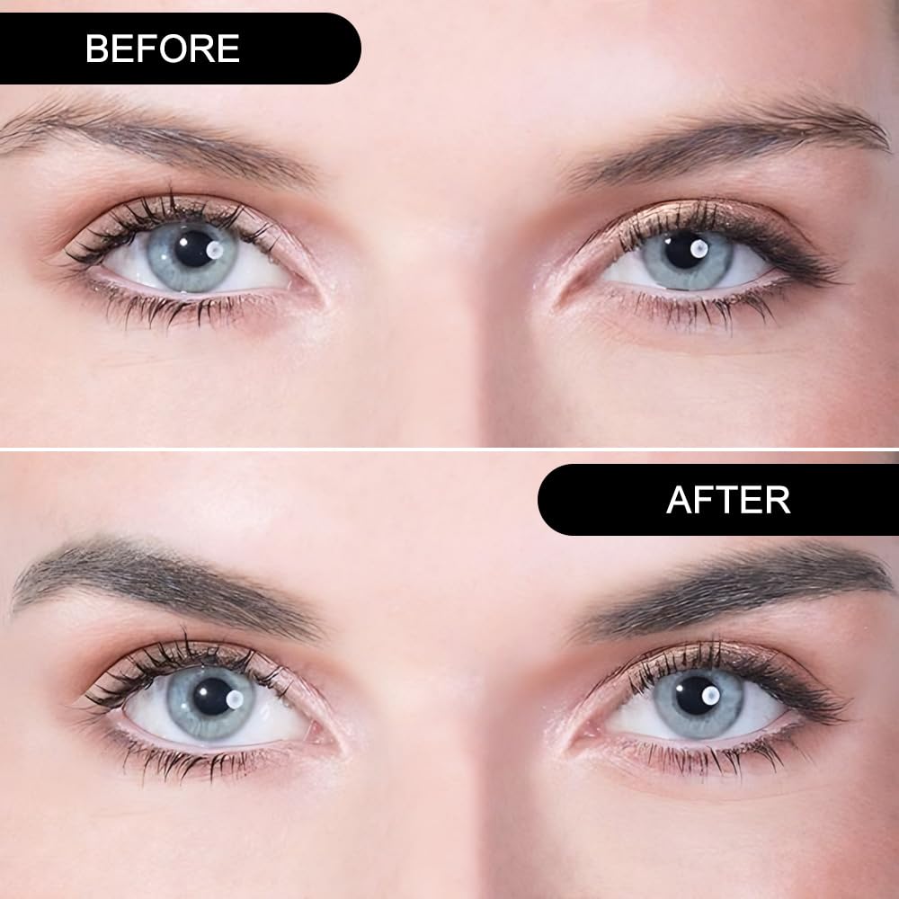 Eyebrow Powder Dark Brown Black Kit,Eye Brow Powder for Women with Double-ended Eyebrow Brush,Long-Lasting Waterproof Two Colors Brow Filler Get Full Defined Natural Brows,Brown Eyebrow Powder Makeup