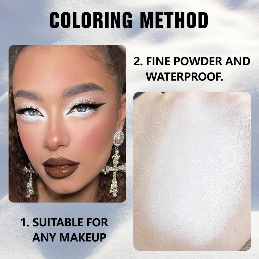 evpct Matte White Eyeshadow Singles, White Matte Cream Powder Eye Shadow Palette Makeup for Older Women, High Pigment Waterproof Monochrome Mini Eyeshadow Palette, sombra de ojos