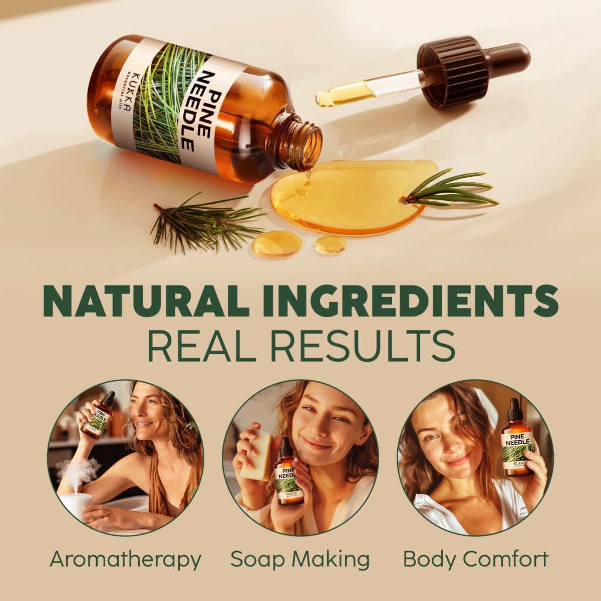 Kukka Pine Essential Oil for Diffuser - 4 Fl Oz - Pine Oil, Woody Scent, for Candle, DIY Soap Making Scents