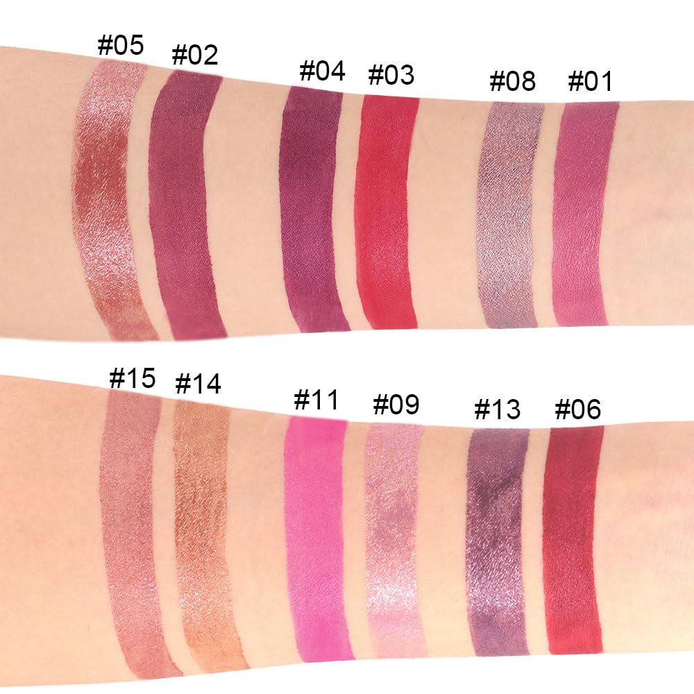 evpct 2Pcs Red Glitter Metallic Shimmer Diamond Lipstick Lip Gloss Stain Set for Women Long Lasting Waterproof, Dark Hot Bright Red Sparkle Glitter Matte long wear Liquid Lipstick Lip Makeup Kit