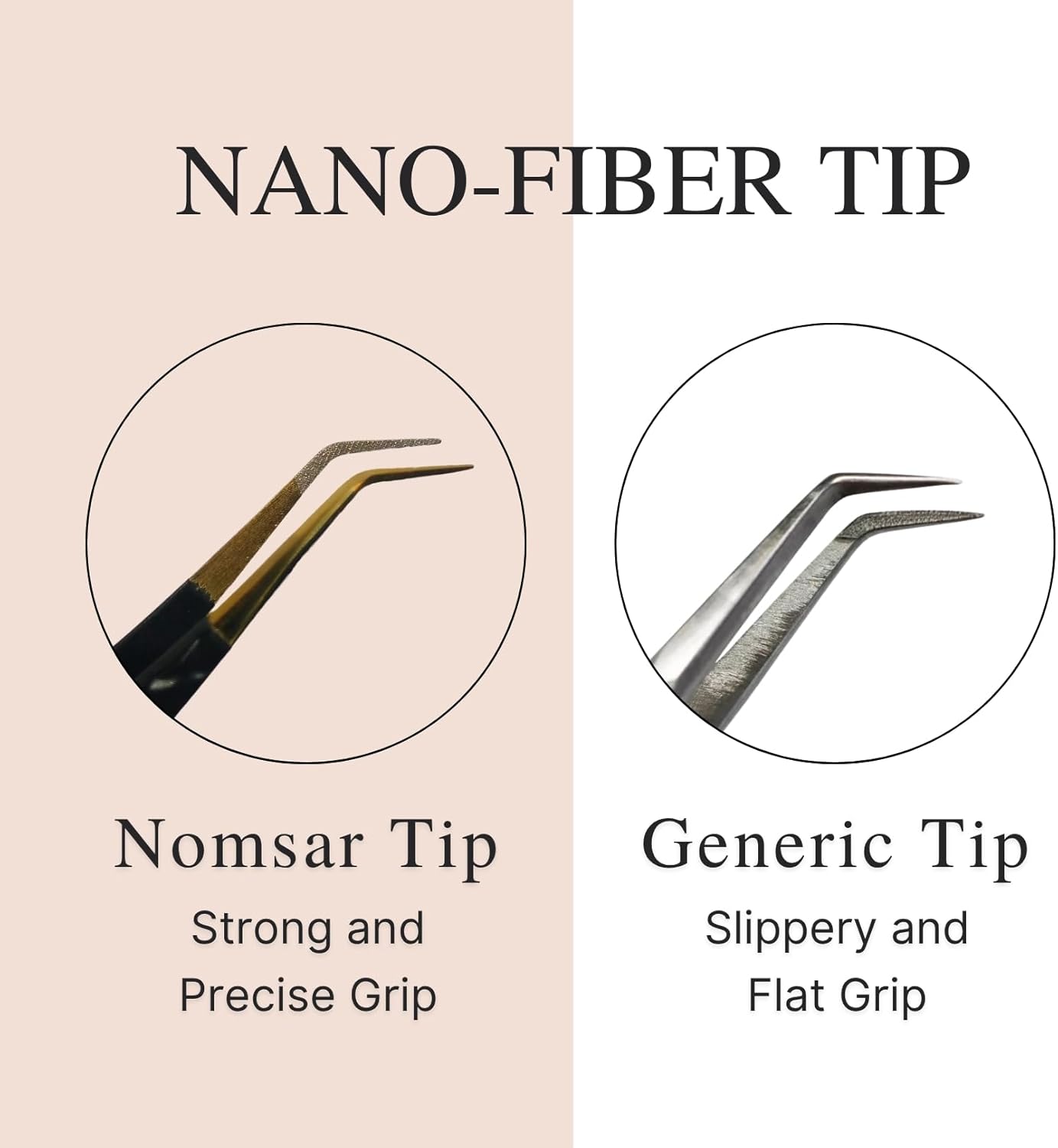 Eyelash Tweezers with Curved Fiber Tip, Precision lashes Tweezers, Stainless Steel with Diamond Grip for Volume lash Extension Application & Multipurpose (Silver)