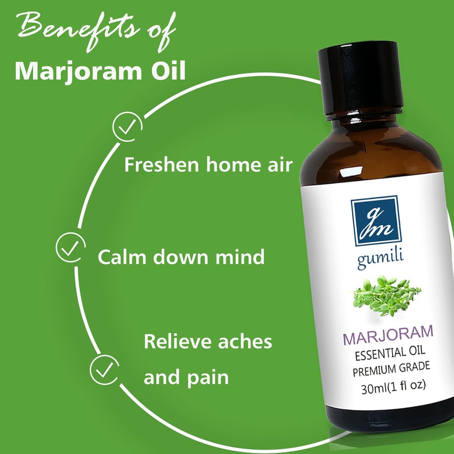 Marjoram Essential Oil 1 Oz – 100% Pure Natural Sweet Marjoram Essential Oil for Diffuser, Skin, Massage & DIY, Fresh Herbal Aroma