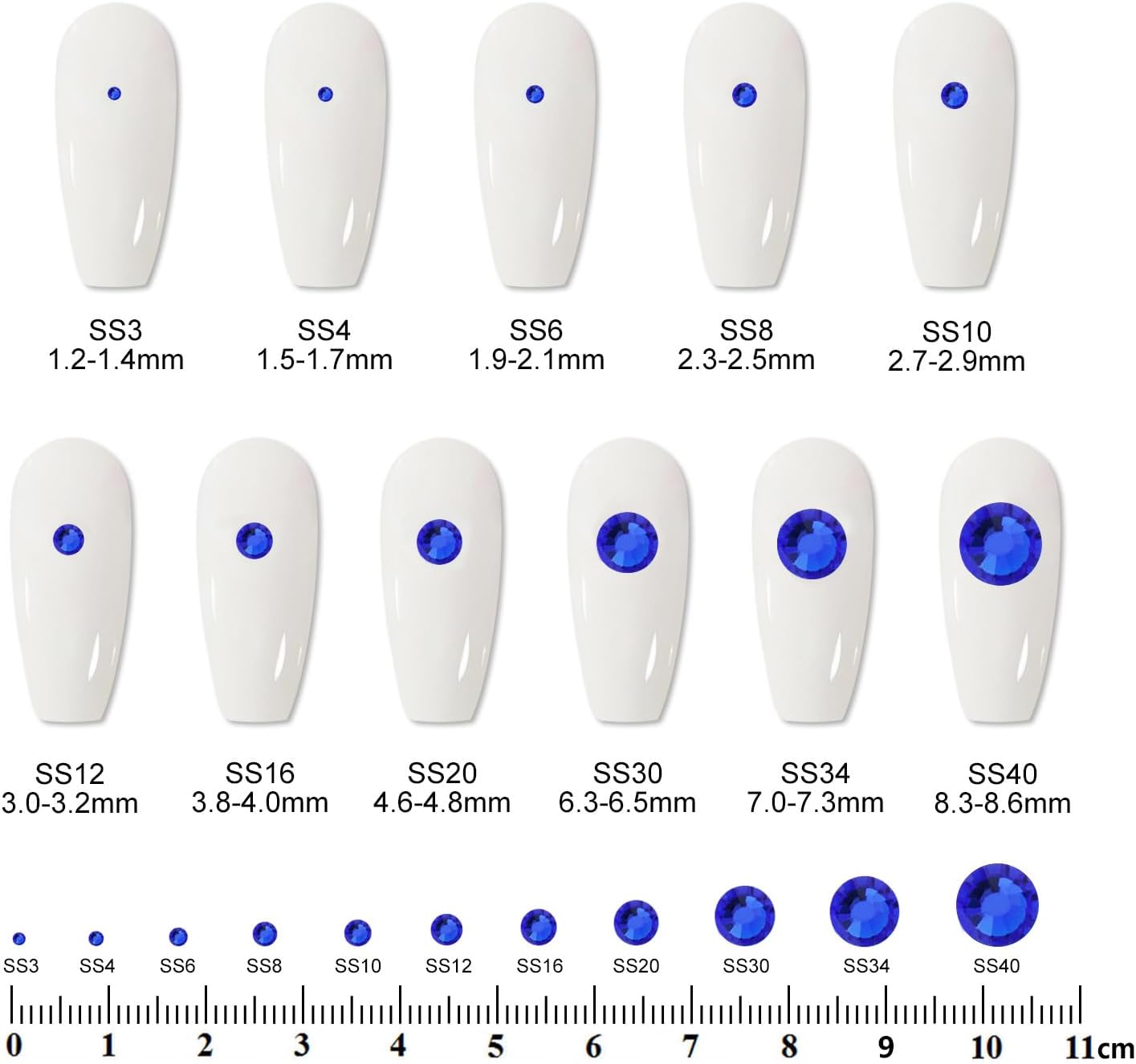 5000PCS SS6 Flatback Rhinestones | 12-Facet Diamond-Cut Glass Gems for Nail Art, Clothing, DIY Crafts |Glue-On Decoration Stones with Silver Backing(Sapphire)