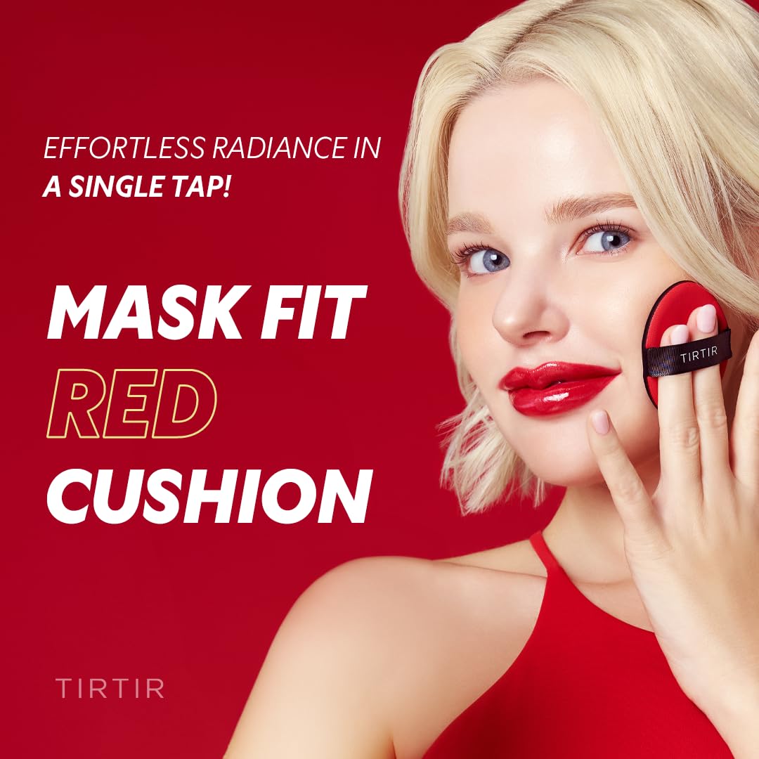 TIRTIR Mask Fit Red Cushion Foundation | Full coverage, Weightless, Skin fit, Satin Glow Finish, Korean Makeup BB Foundation, beauty, Tattoo cover up, Buildable (#40N Cinnamon, 0.63 Fl Oz)