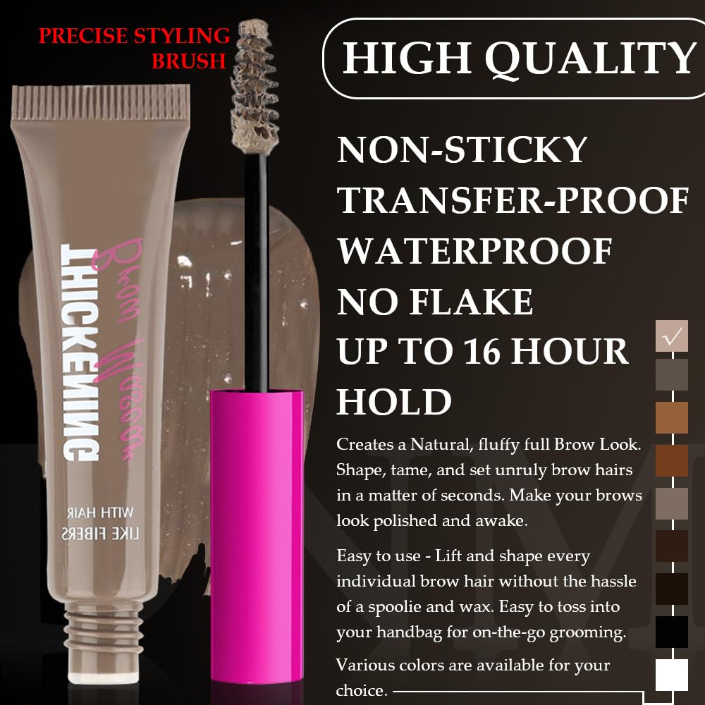 Tinted Thickening Brow Mascara,Brow Fast Sculpt,Waterproof, Transfer-proof, Brush to Fill in Eyebrows and Cover Gray Hairs - Cruelty Free - Light Medium Brown (1pc 01 Taupe)
