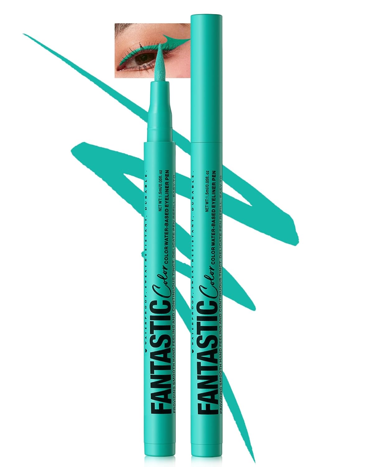 Green Matte Liquid Eyeliner Pencil, Colorful High Pigmented Waterline Eye liner Waterproof Pen, Bright Colored Smudgeproof Long Lasting Eyeliner Pen Christmas Party Festival Makeup Gift for Women-03