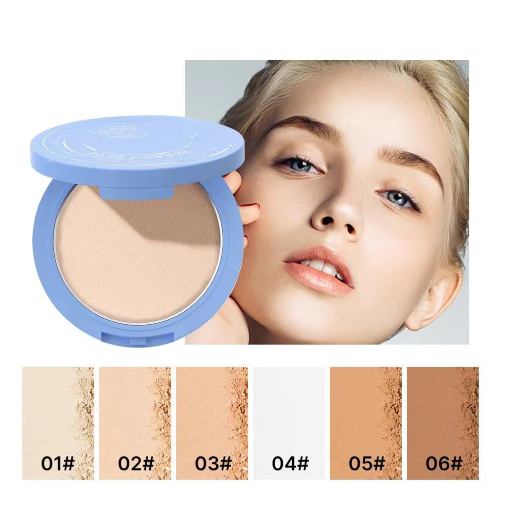 Beauty Powder Cake For Makeup Hold, Face Powder Waterproof Sets Makeup, Matte Perfection Pressed Powder, Long Wearing, Oil & Shine Control for All Skin Tones (#2, 1)