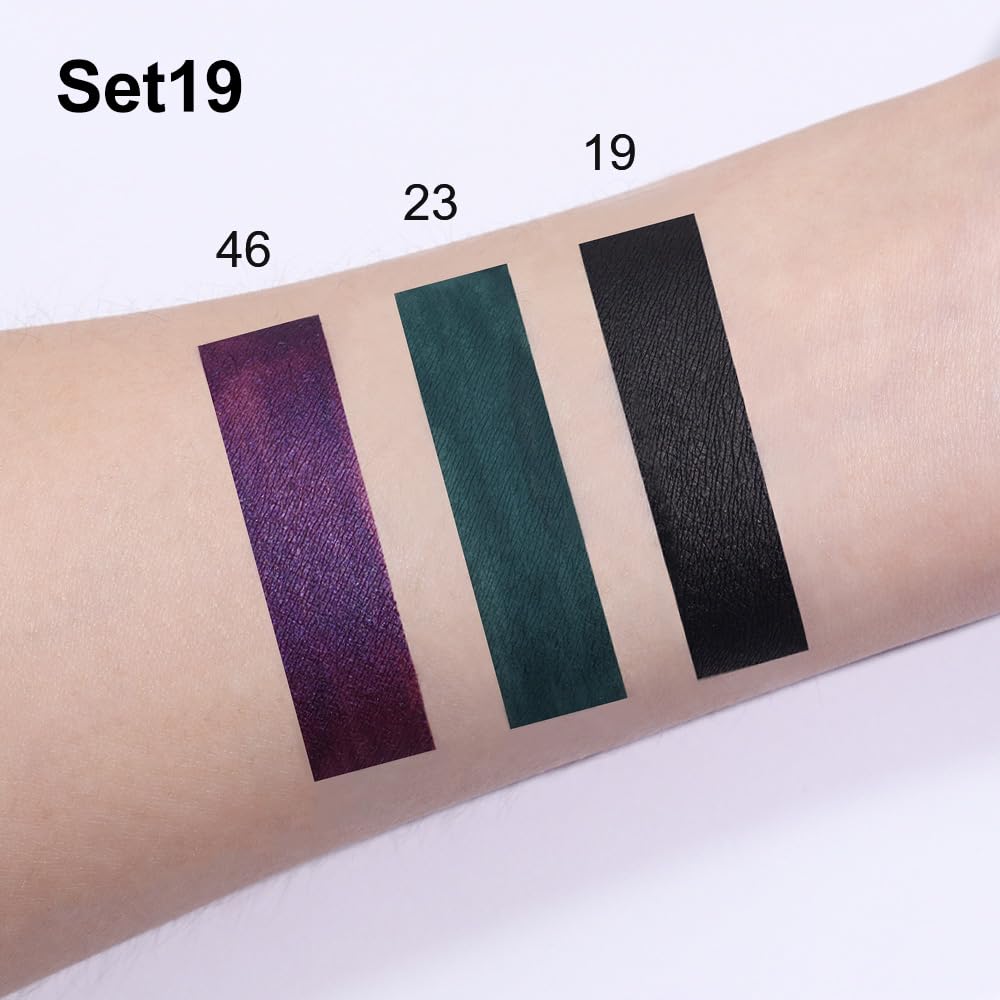 evpct 3Pcs Dark Black Green Purple Matte Lip Liner and Liquid Lipstick Lip Stain Sets for Women Long Lasting Waterproof, 24 Hours Goth Lipstick labiales matte mate larga duracion listip 24 hours, 19#