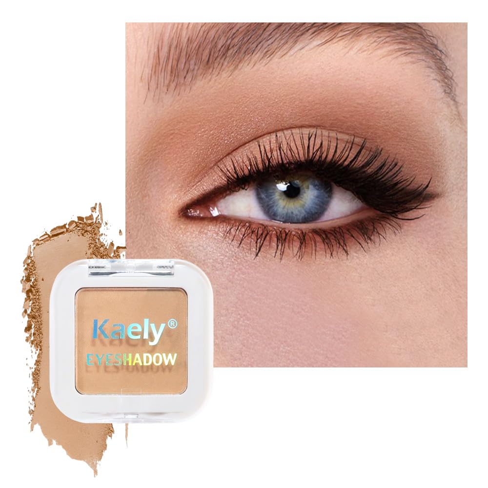 Kaely Pressed Single Eyeshadow Makeup, Light Nude Brown Matte Highly Pigmented Monochrome Eye Shadow Palette, Waterproof Neutral Powder Mini Eyeshadow, sombras para ojos, Lightweight Blendable, 13