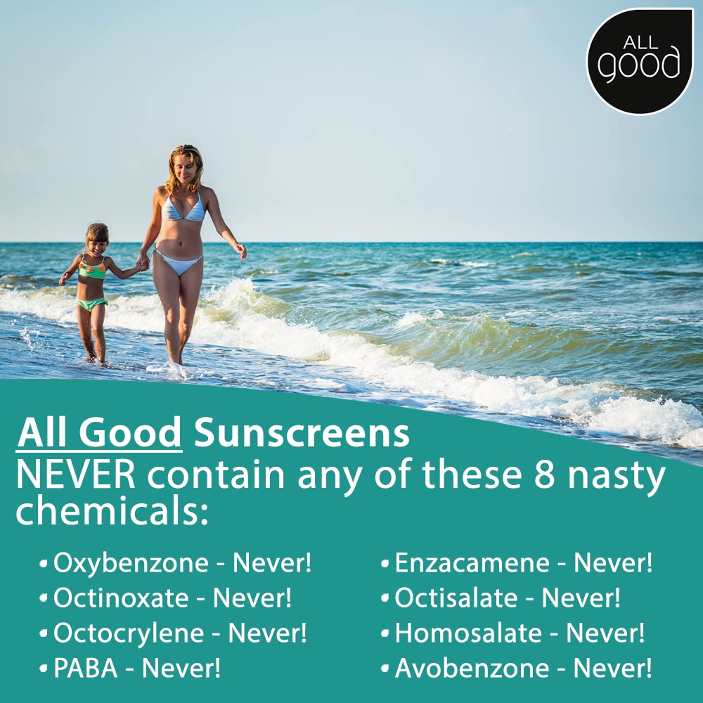 All Good Baby & Kids Mineral Sunscreen Butter Stick for Face, Nose, Ears - UVA/UVB Broad Spectrum SPF 50, Coral Reef Friendly, Water Resistant, Zinc Oxide, Coconut Oil, Beeswax, Vitamin E (2.75 oz)