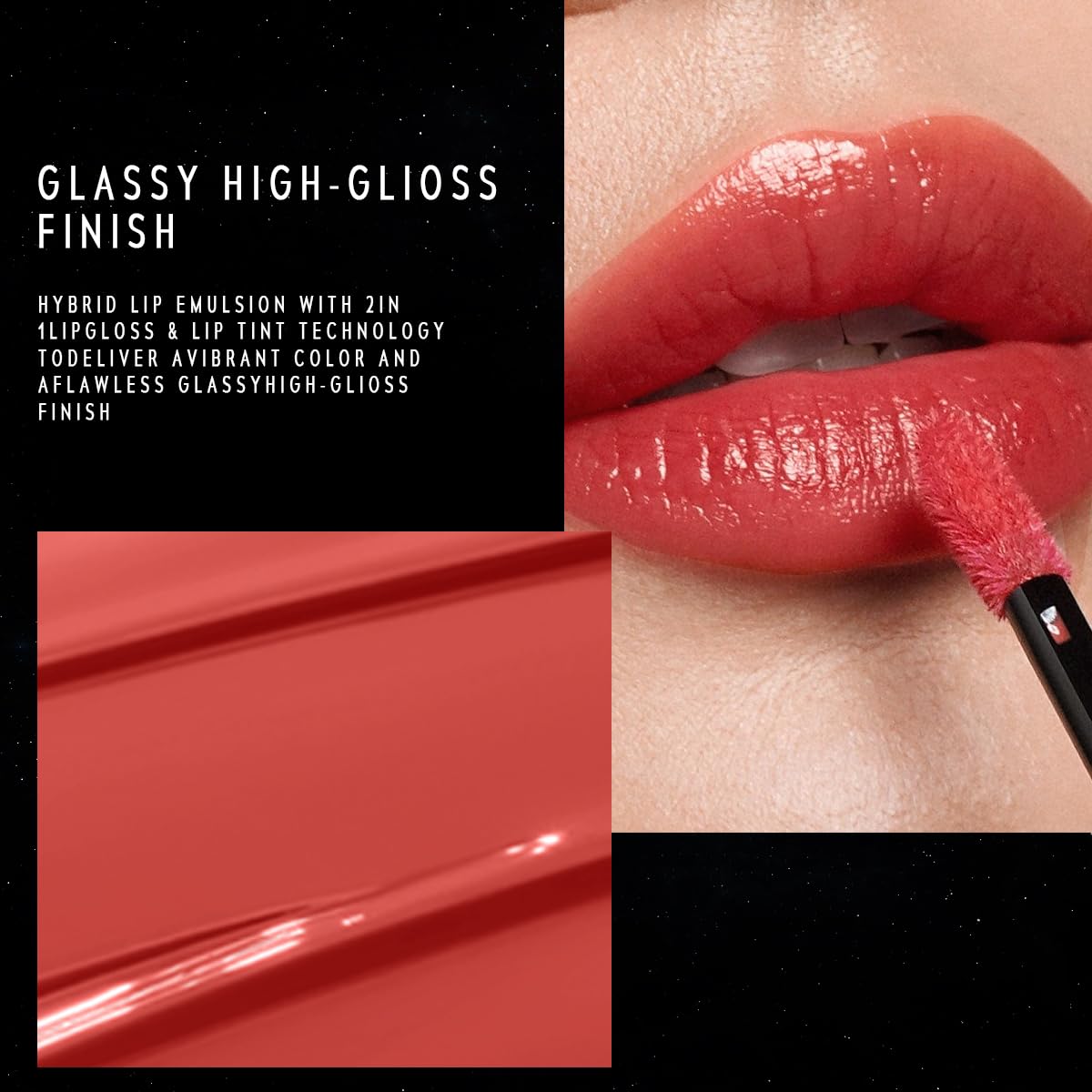 STELLAR DUST LIP STAIN-Long Lasting, Waterproof and Transferproof Lip Tint, Glossy Finish Lip Gloss, Lightweight Lipstick, High Coverage, Vivid Color (06)