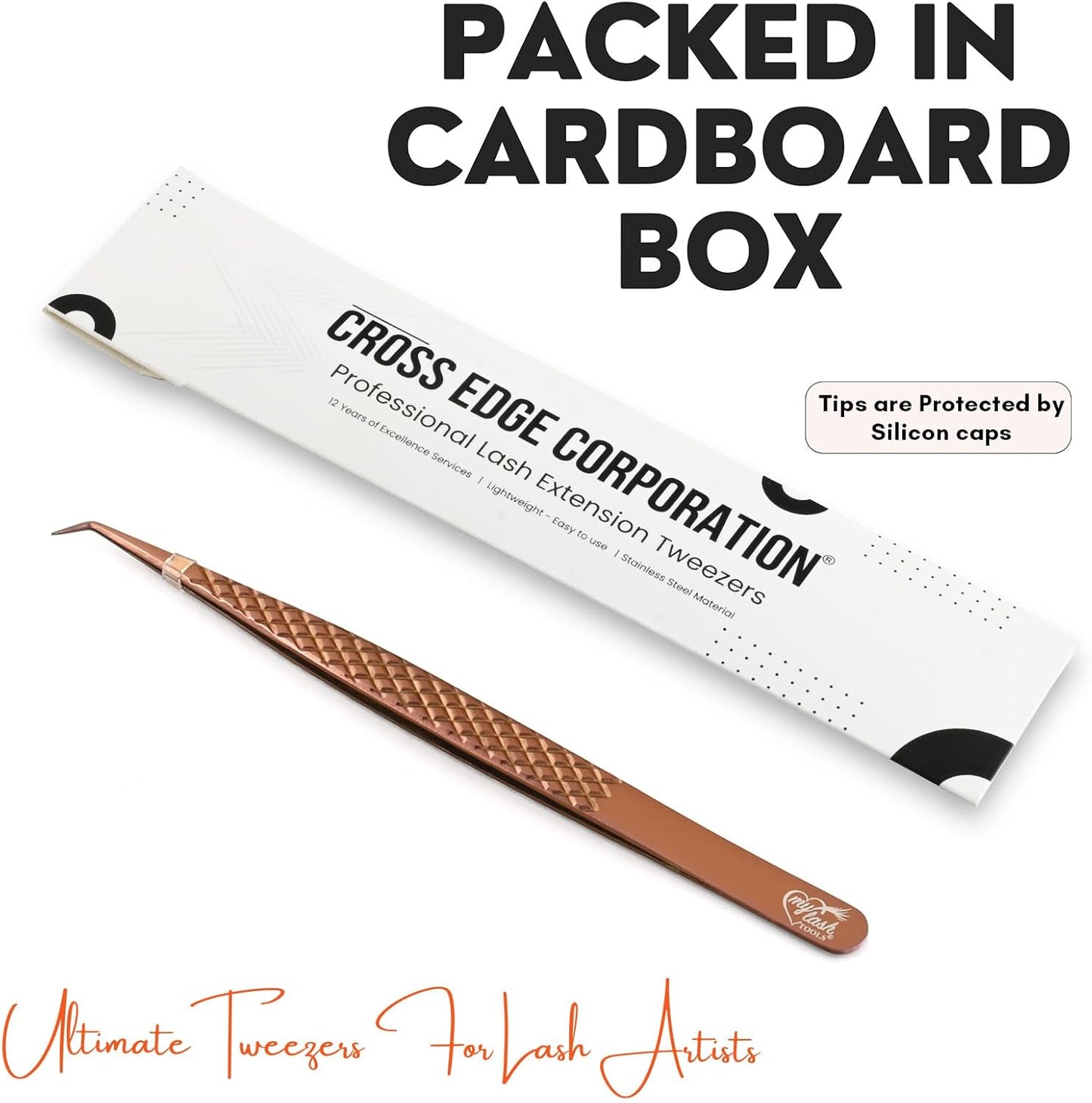 My Lash Tools Eyelash Extension Curved Degree Tweezers for Isolation Lash Extensions 14cm, Best for Individual Isolation & Classic Lashes Japanese Stainless Steel Eyelash Twisers (Copper x)