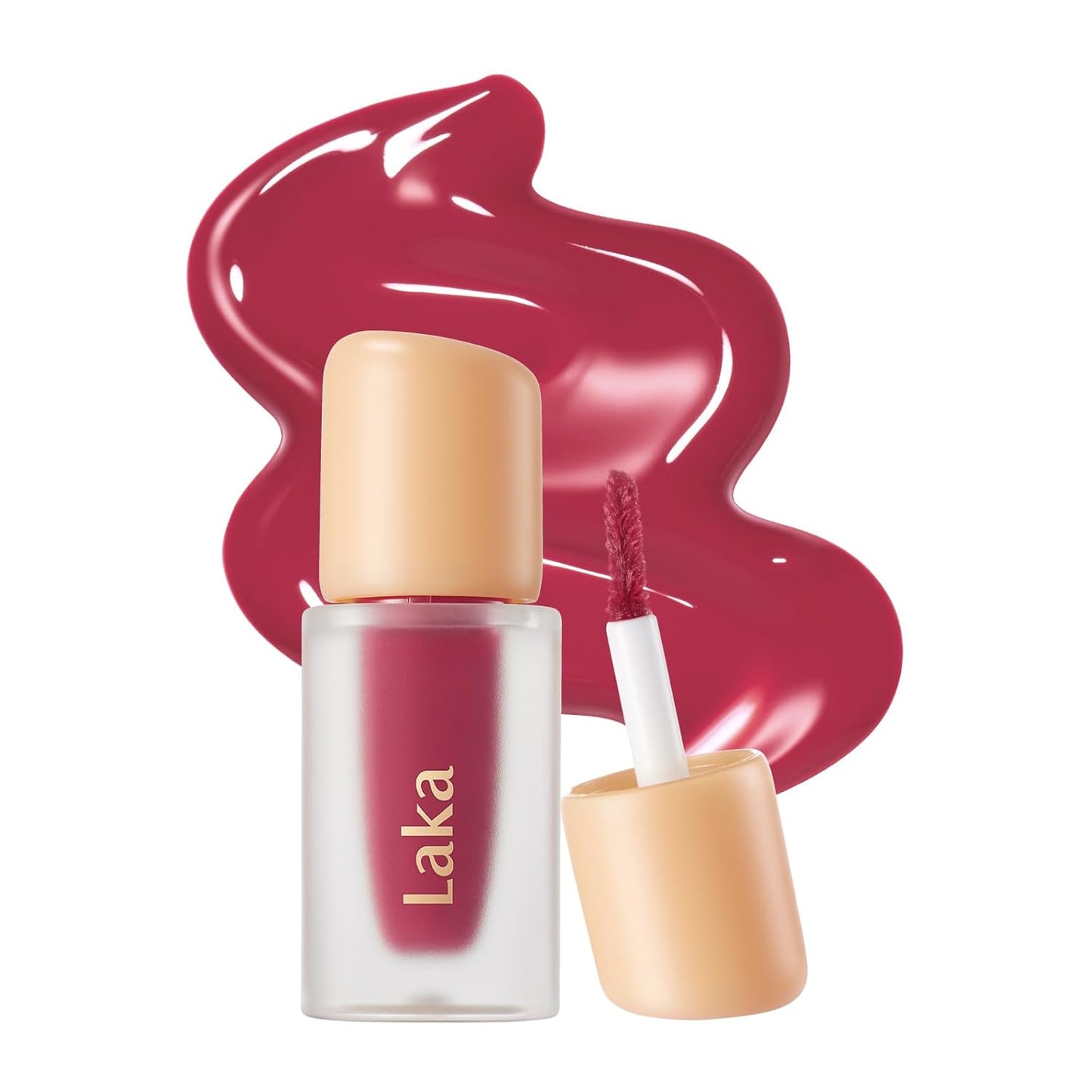 Laka Fruity Glam Lip Tint Mini, Glowing Lip Stain with Wide Color Spectrum, Hydrating & Lightweight Texture, Long-Lasting Bold Stain, Non-Sticky, Vegan, K-Beauty (#127 Rose)