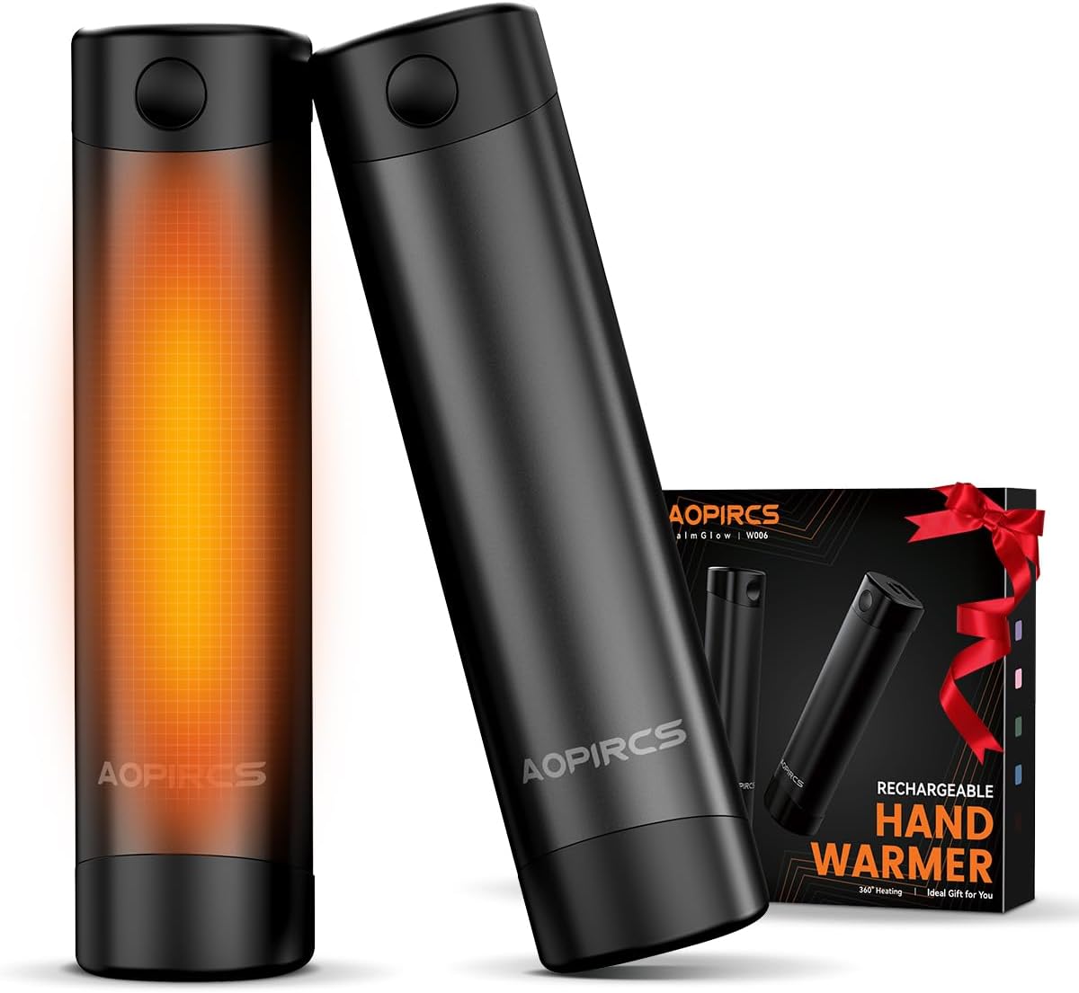 Rechargeable Hand Warmers 2 Pack, Electric Pocket Heater, 360° Heating, 2x5000mAh 9Hrs Long Last, 3 Settings - Camping, Hunting Gear, Stocking Stuffers for Men, PlamGlow