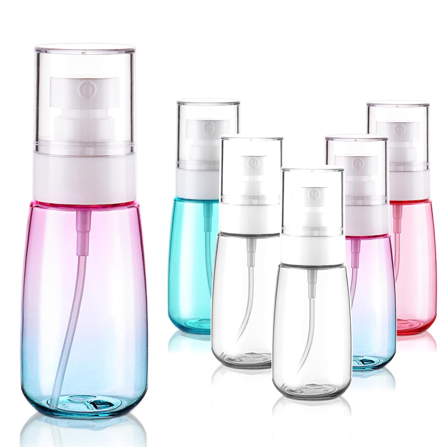 Cosywell Travel Spray Bottle TSA Approved 2oz 60ml 6 Pack Leak Proof Travel Spray Bottle Empty Small Spray Bottles for Perfume Essential Oils Toners Rose Water Cosmetics (6PCS-2PinkBlue2Clear)