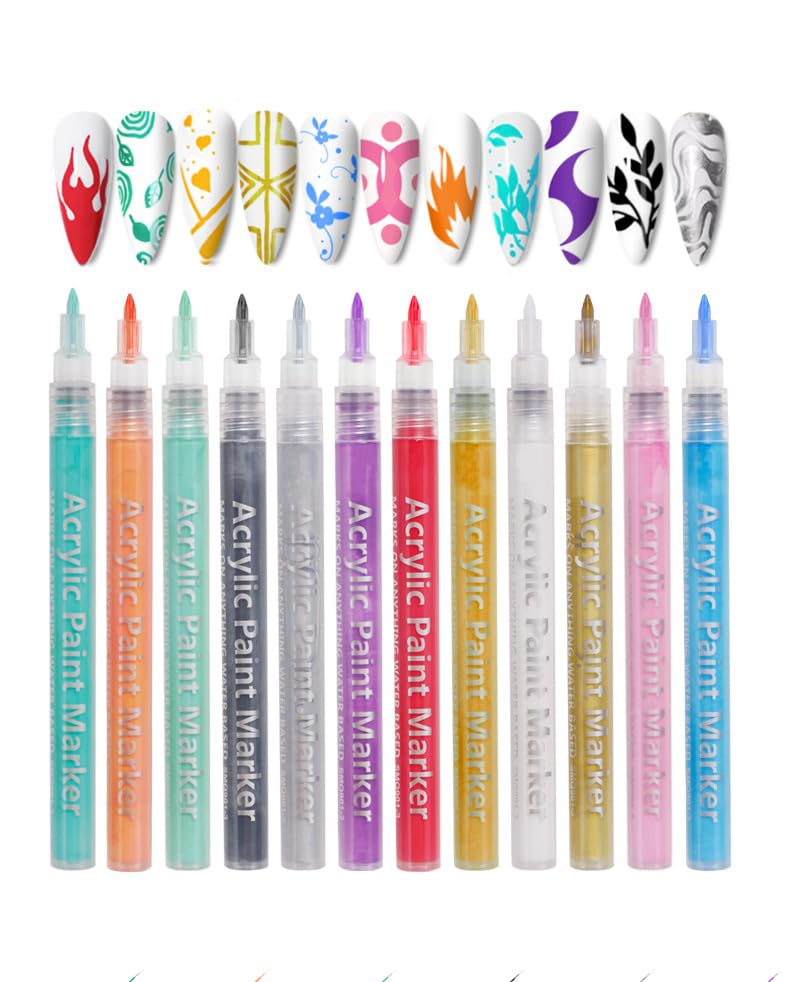 6 Gold and 6 Silver Nail Polish Pens set, Nail Art Pen, Nail Pencil, DIY Drawing Painting Pen, for Nails DIY (6 Gold+6 Silver)