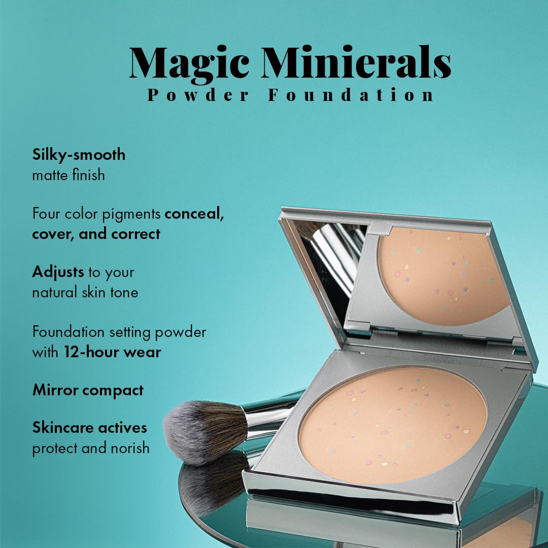 Magic Minerals by Jerome Alexander Jumbo Size Mineral Powder Foundation with Color Correctors, Antioxidant Skincare Formula (Dark)