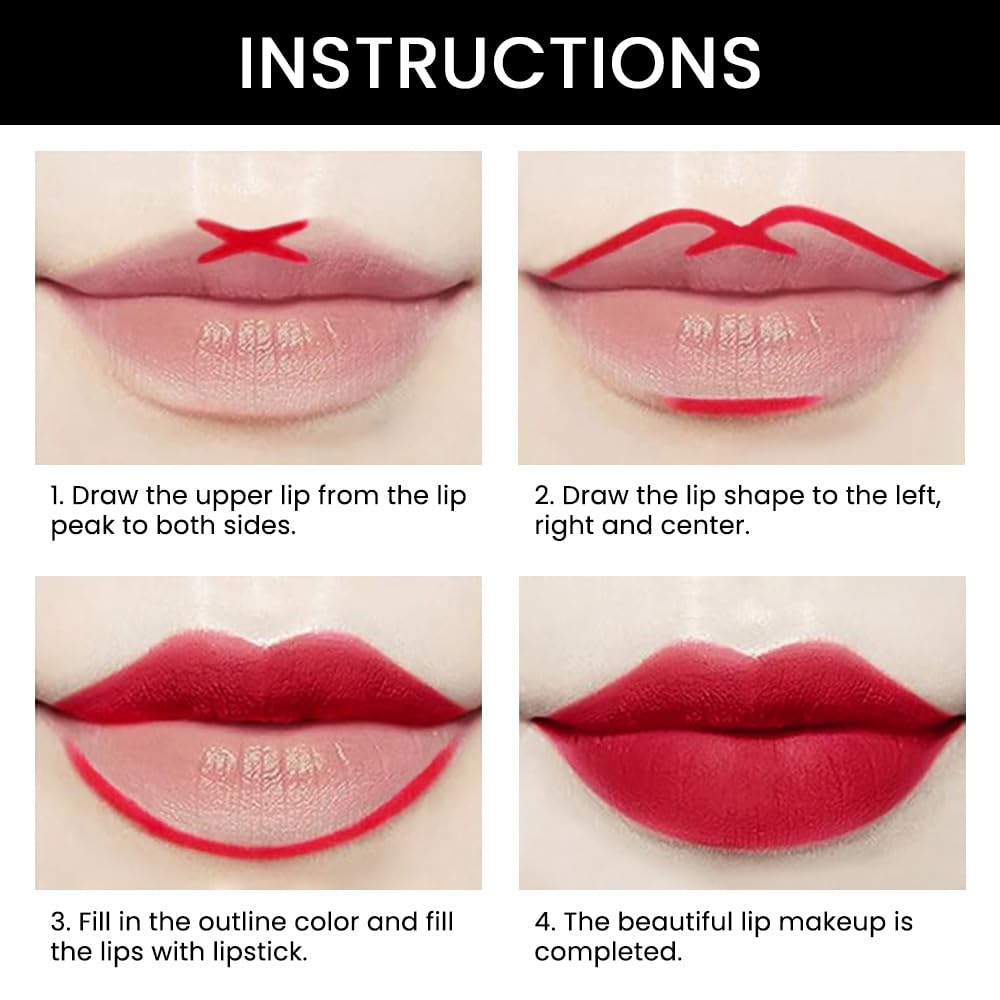 evpct 1Pcs Red Velvet Matte Lip Liner and Lipstick Combo Set Kit for Women, Lovely Sexy Rose Red Magic 24 Hours Lipstick and Lip Liner Gloss Stain Makeup Set Long Lasting Waterproof 24 labial, 41#