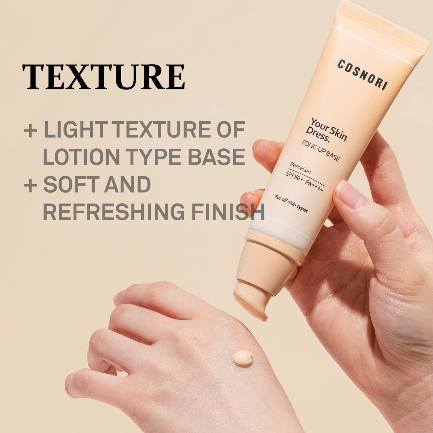 COSNORI Your Skin Dress Tone up Base – Conceal Pores & Blemish – Tone Correcting Makeup Base with Niacinamide – K Beauty – Porcelain Color for Cool & Warm Tone, 1.69 fl.oz