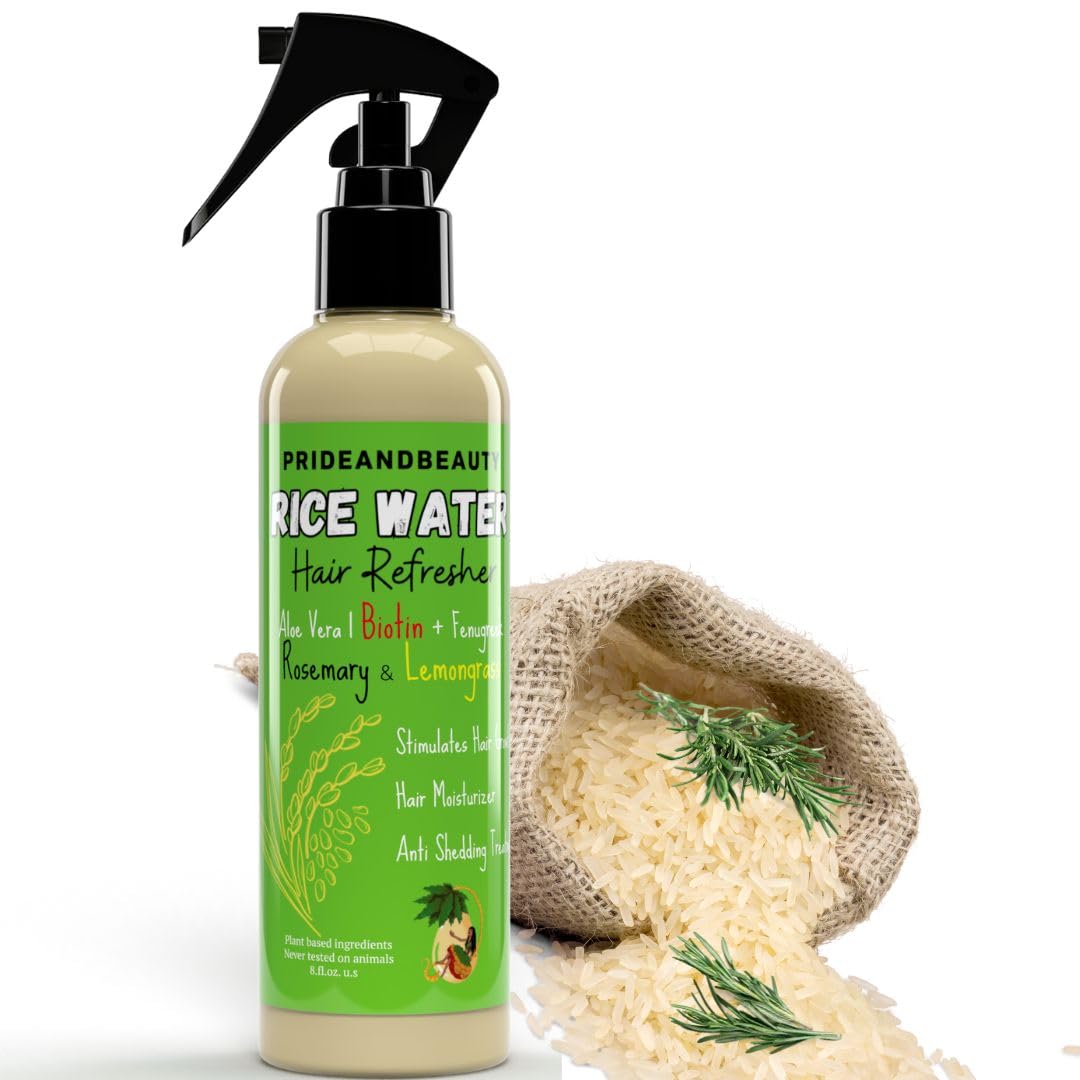 NEW Fermented Rice Water for Hair Growth - Infused with Rosemary, Biotin, Caffeine, Keratin Vegan Non-Greasy Spray Naturally Thicker, Longer, Softer Men & Women (12 OUNCES, Rosemary Lemongrass)