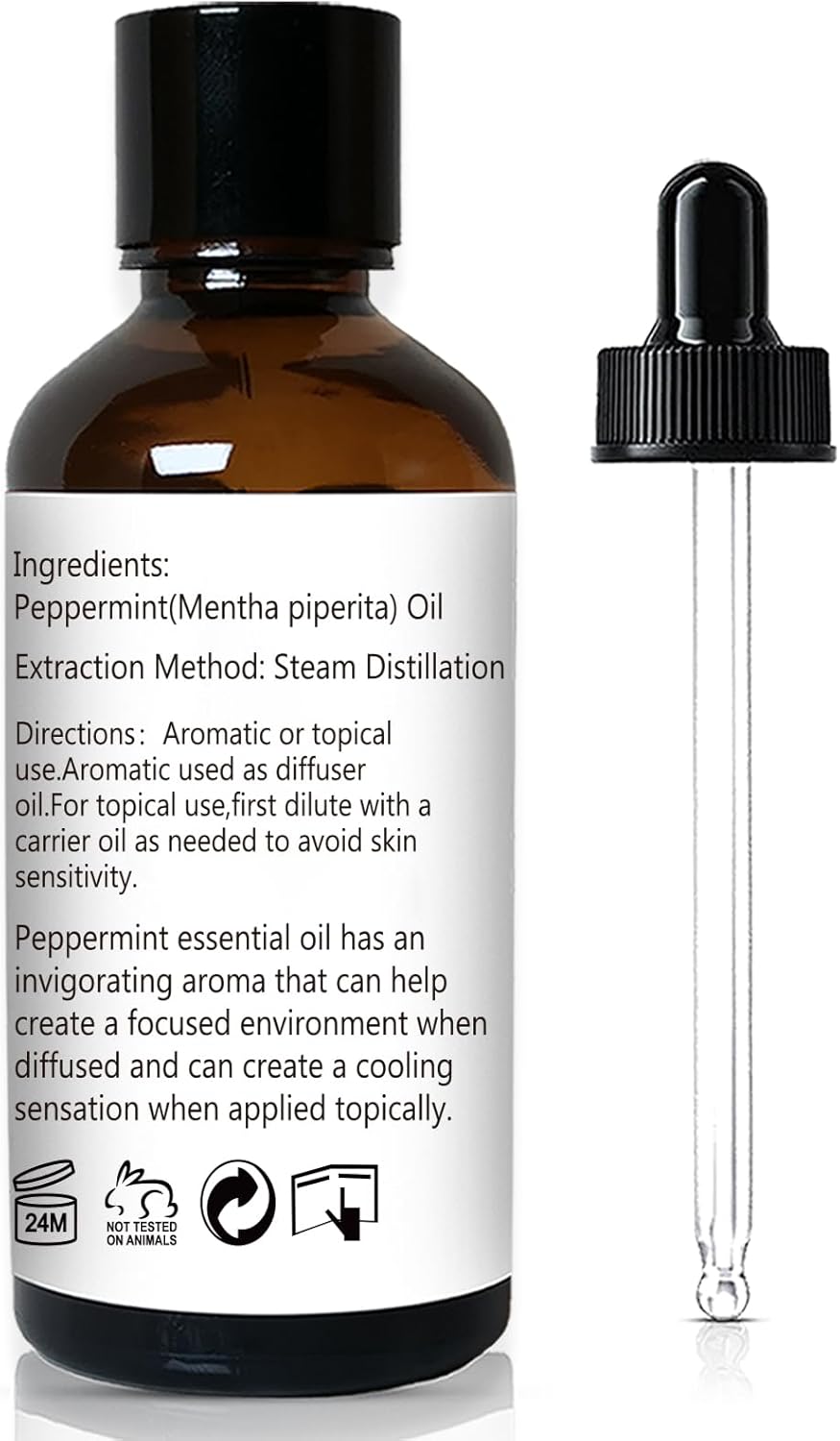 Peppermint Oil for Diffuser, Hair, Spray, Soap, Body Wash, 100% Pure Peppermint Essential Oil - 30ml