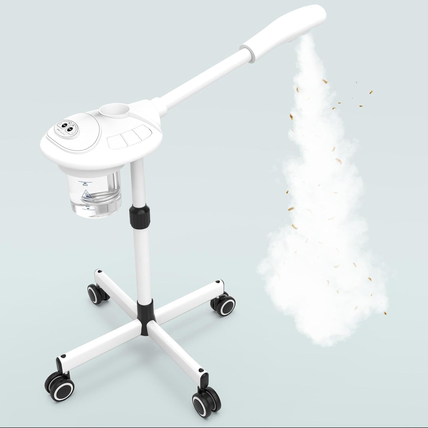 TASALON Professional Facial Steamer with Ozone, Vapor ozono Facial Steamer Professional for Clean Skin, Firm Pores, Esthetician Steamer for Home or Salon Use, Adjustable Height and Angle,White